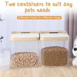 FdcZeyxior 2 Packs Airtight Dog Cat Pet Food Storage Containers 10 Lbs with Lids, Clear Dog Cat Animal Food Dispenser Bin with 2 Measuring Scoops for Home Dogs Cats Bird Pet Foods Storage