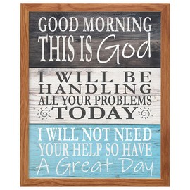 God Wall Decor FRAMED - Religious Wall Decor - Spiritual Christian Gifts for Women, Men - Catholic Gifts - Funny Christian Wall Art, Inspirational Quotes Wall Decor Sign - Faith Wall Decor, Light Blue