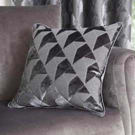Appletree - Slate Grey Jacquard Cushion (43 x 43 cm) Silver Grey Cushion with Cover Luxury Filled Cushion Dark Grey Bed Pillow Worcester Collection