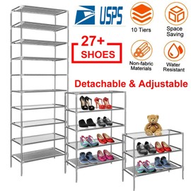 iMounTEK 10 Layer 27 Pairs Shoes Cabinet Storage Organizer Shoe Rack Detachable Standing