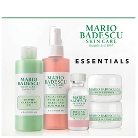 Mario Badescu Essentials Kit de 5 piezas, set de regalo para el cuidado de la piel con loción secante, spray facial de agua de rosas, polvo de plata, 