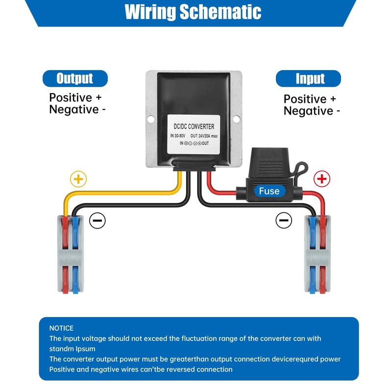 Mzhou 30-90V to 24V 20A 480W DC-DC Buck Converter Voltage