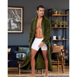 Alexander Del Rossa Long Mens Robe Full Length Big and Tall Bathrobe for Men, Mens Bath Robes Forest Green Large (A0124CHVLG)