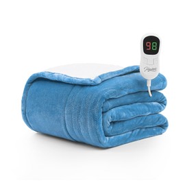 Homemate Electric Heated Blanket Twin - 62"x84" Heating Blanket Twin Size 1/2/4/6/8 Hours Auto-Off 10 Heat Level Over-Heat Protection Flannel Sherpa Big ETL Certification