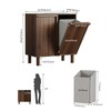 Smuxee Double Tilt Out Laundry Hamper Cabinet, Walnut Hidden Laundry