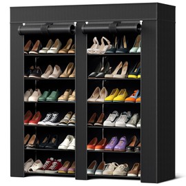 VOFirst Shoe Rack Storage Organizer, Shoe Storage Cabinet with Non-Woven Fabric Cover Zapateras Organizer for Front Door Entrance Holds up to 28 Pairs