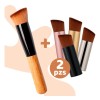 Brocha Maquillaje Base Punta Diagonal Madera + Mini Brocha F
