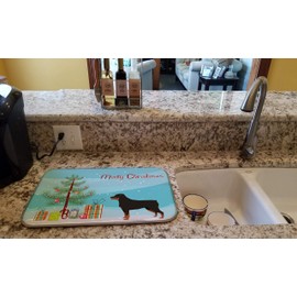 Caroline's Treasures CK3558DDM Rottweiler Christmas Tree Dish Drying Mat Absorbent Dish Drying Mat Pad for Kitchen Counter Dish Drainer Mat for Countertop, 14 x 21", Multicolor