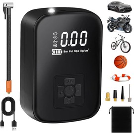 Sakulamon Car Tire Inflator Air Compressor, 150PSI Cordless Compact Pump, Electric Tire Pump with Hold Setting Function for Various Car, Bike, Motorcycle, Ball, Carrying Bag Included