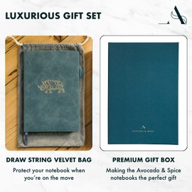 A5 Hardback Notebook by Avocado and Spice® with Gift Box & Velvet Bag - A5 Notebook Journal for Men and Women - Lined Journal Notebook A5-200 Pages Daily Planner (Grey, Lined)