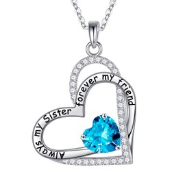 Iefil Mothers Day Gifts for Sister - Sister Mothers Day Gift Ideas | Birthday Gifts for Sister | Sister Gifts | Silver Necklace for Women | November Topaz Birthstone Necklace | Sister Heart Necklace