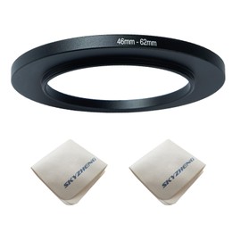 46mm Lens to 62mm Camera Lens Adapter 46mm to 62mm Step Up Ring Adapter Ring for All Brands of UV ND CPL, with Premium Lens Wiping Cloth 2 Pack (46mm-62mm)