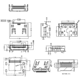 Teansic 10Pcs Mini HDMI Female Gold Plated 19 Pin Repair Plug Soldering Wire Connectors