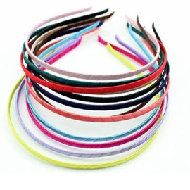 luzen 12Pcs 5MM Ribbon Wrapped Metal Plain Headbands Hair Hoop Simple Headbands Hairband DIY Craft Accessories for Men Women DIY Headband Accessories, Random Color