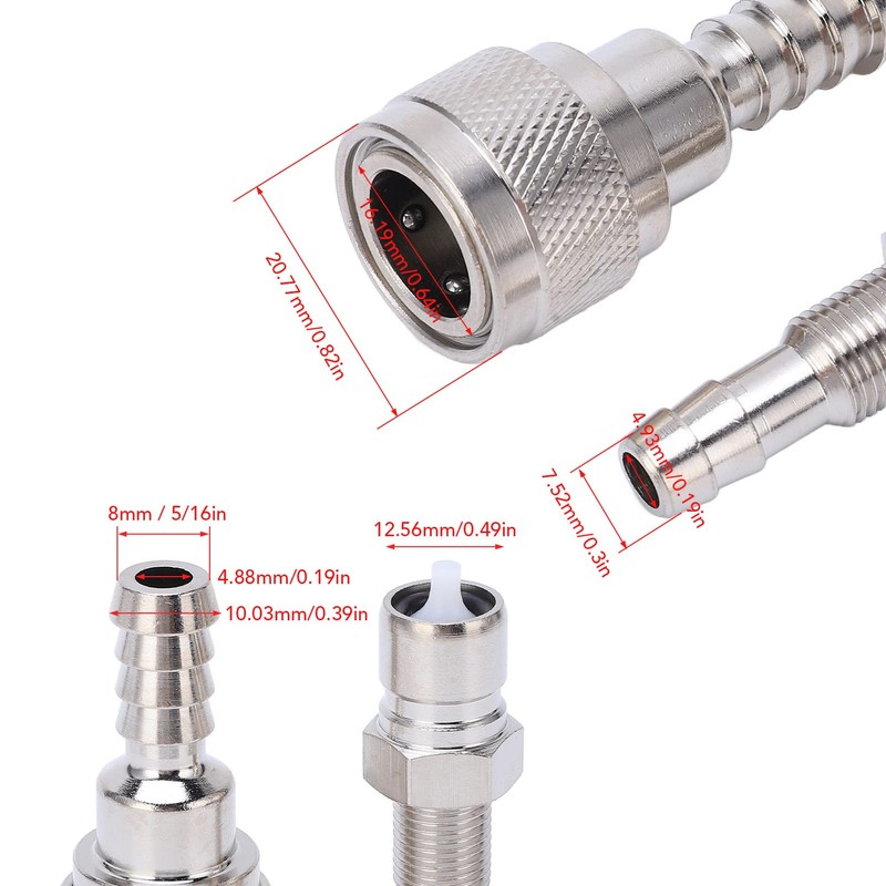 Outboard Fuel Connector, 2 Pcs Fuel Line Connector Male Female