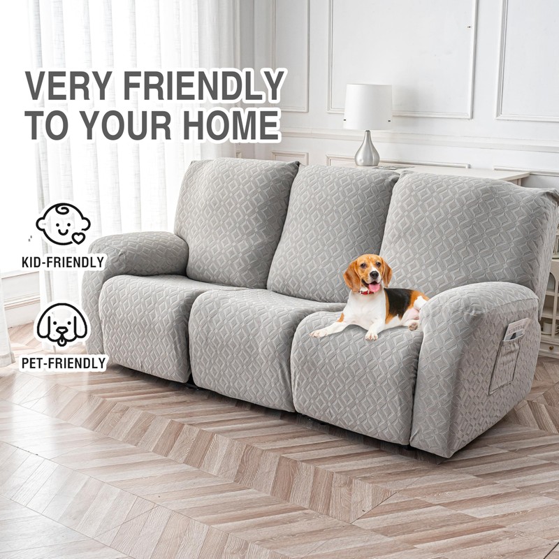 Gennia Waterproof Recliner Sofa Cover,Stretch Reclining Couch Covers with Pockets,Washable