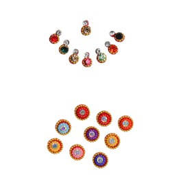 Aditri Creation Bindi Pack of 4 Colorful Indian Bindis for Forhead Designer Bindi face Jewels Forehead Tika Multicolored Round Stone Bindi for Women (Design 5)