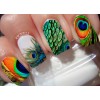 "Handmade" Peacock Feather Nail Art Stickers Transfers Decals Set of
