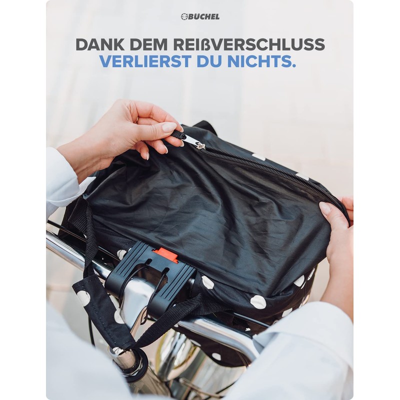 BÜCHEL Front Bicycle Basket | Shopping Bag | Foldable |