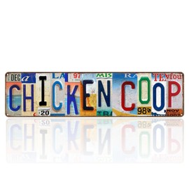 Vintage Chicken Coop Tin Metal Signs License Plate Street Signs Outdoor Chicken Decor Chicken Gifts For Chicken Lovers Chicken House Decor 16x4In