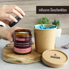 Lustige Duftkerze mit Spruch für Mama | Handgemacht aus Sojawachs | In Geschenkbox | Nachhaltiges Valentinsgeschenk | Geschenkidee Geburtstag Mutter, Beste Mama zum Muttertag |Kirsche