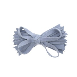 Blush & Denim Felt & Wool Strips Hair Bow Small & Large - Set of 2