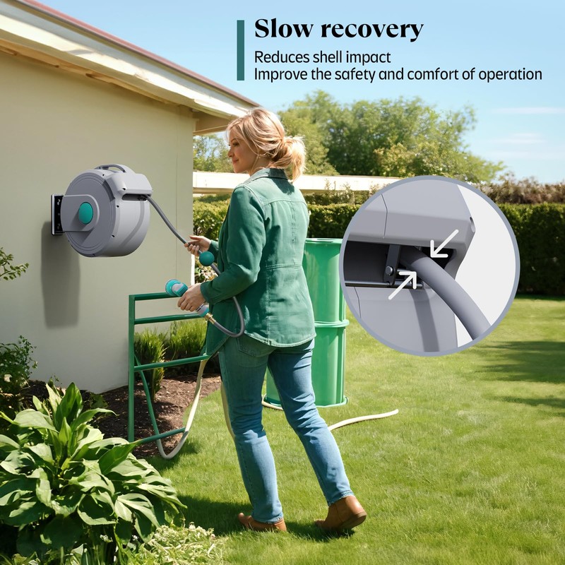 Gilbest Retractable Garden Hose Reel,1/2 in x 100 ft Wall