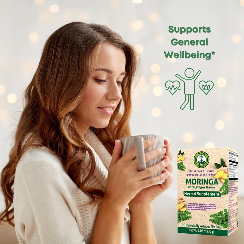 Dr. Tea Wellness Moringa Herbal Tea with Ginger Flavor -