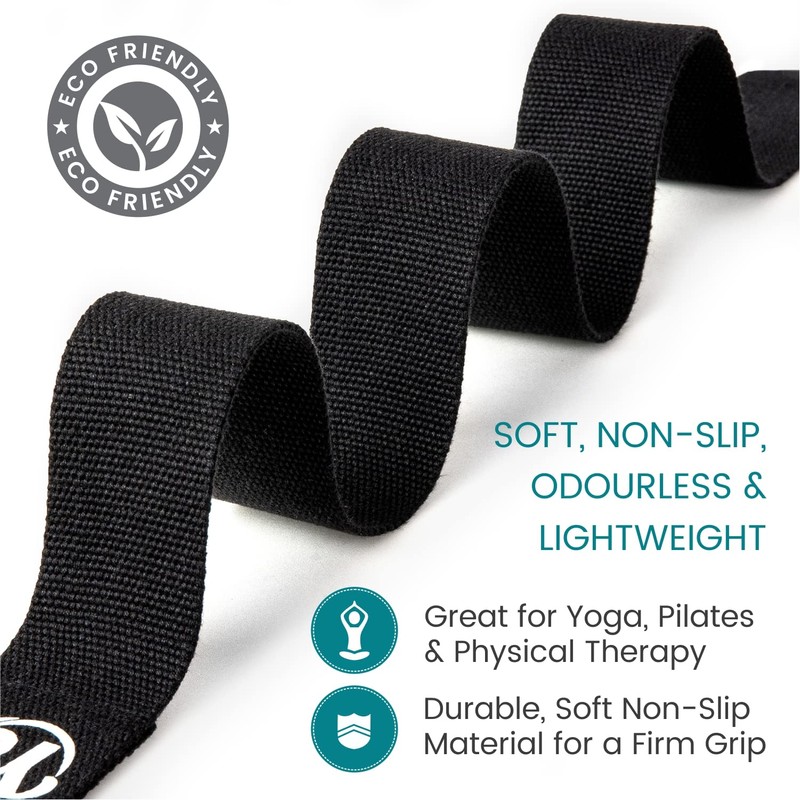 Black Metal D-Ring Buckle Yoga Studio Belt 2.5M