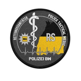 Copytec Patch Round RS BW Police Emergency Paramedic Velcro Back #38694