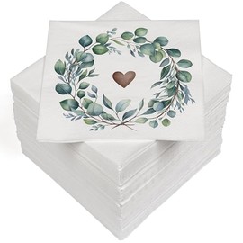 HEKU 100 napkins, 3-ply, 33 x 33 cm, eucalyptus heart, absorbent and practical packaging, wide selection, ideal for special occasions