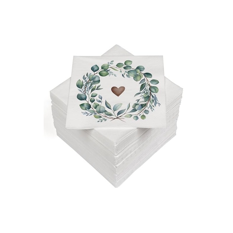 HEKU 100 napkins, 3-ply, 33 x 33 cm, eucalyptus heart,