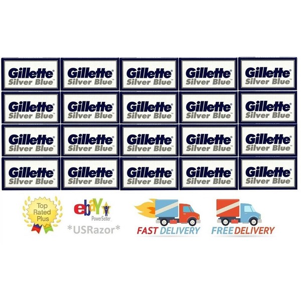 100 Gillette Silver Blue Razor Blades Safety Double Edge Classic Style Russia