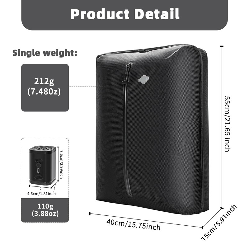 Luvan Vacuum Bags for Travel, black