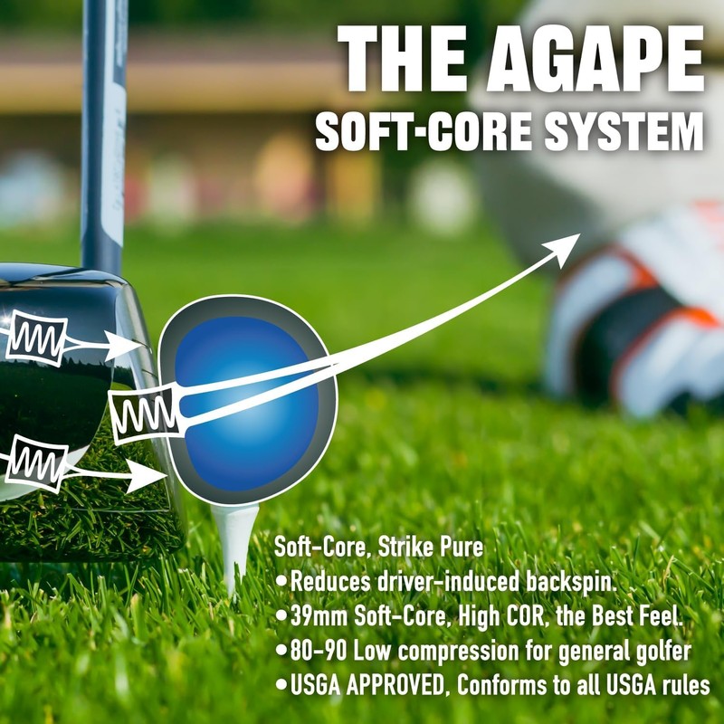 agape VS3 2 Pack 3-Piece DuraPlus Urethane Golf Balls, Enhanced