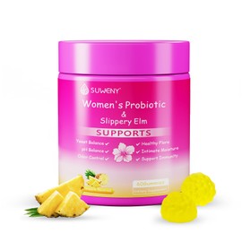 SUWENY Her Juicy Feminine Probiotics Gummies,Women's Health - Supports ph Balance,with Slippery Elm, Prebiotics & Lactobacillus Blend, Immune System, Pineapple Flavor-60 Gummies