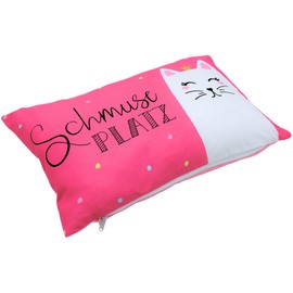 Dekohelden24 Decorative Cushion - Cuddly Cushion with Cat / Decorative Cushion - Pillow - Schmuse Platz - L x W x H approx. 40 x 13 x 23 cm, 100% Cotton
