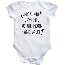 Hippowarehouse My Auntie Loves Me to The Moon and Back Baby Vest Bodysuit (Short Sleeve) Boys Girls White