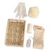 Mikinona 6-Piece Travel Bath Set Wooden Handle Jute Back Scrubber