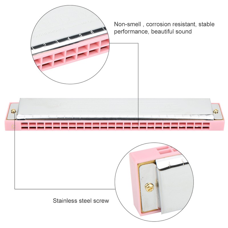 Professional Mouthorgan Harmonica Diatonic Harp C Key Stainless Steel Cover