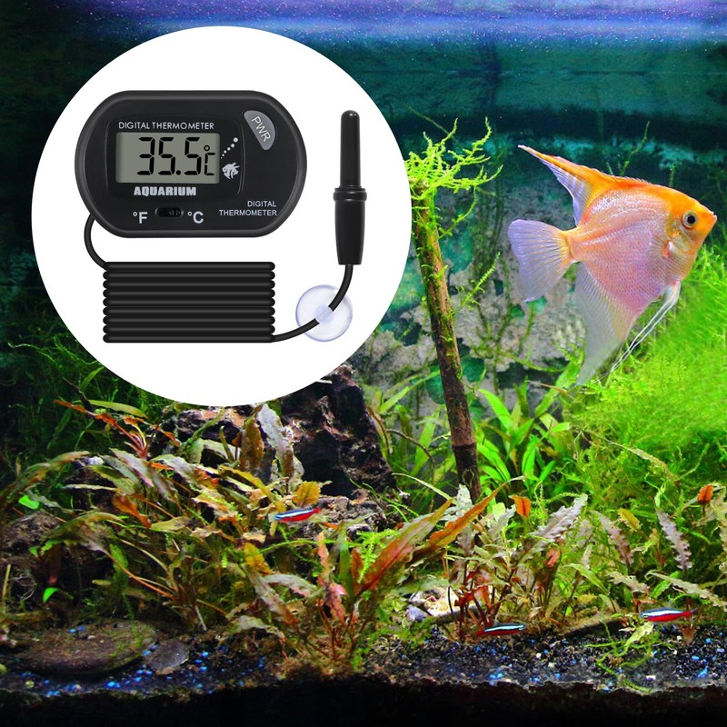 2Pack Digital Aquarium Thermometer with Large LCD Display, Reptile Thermometer