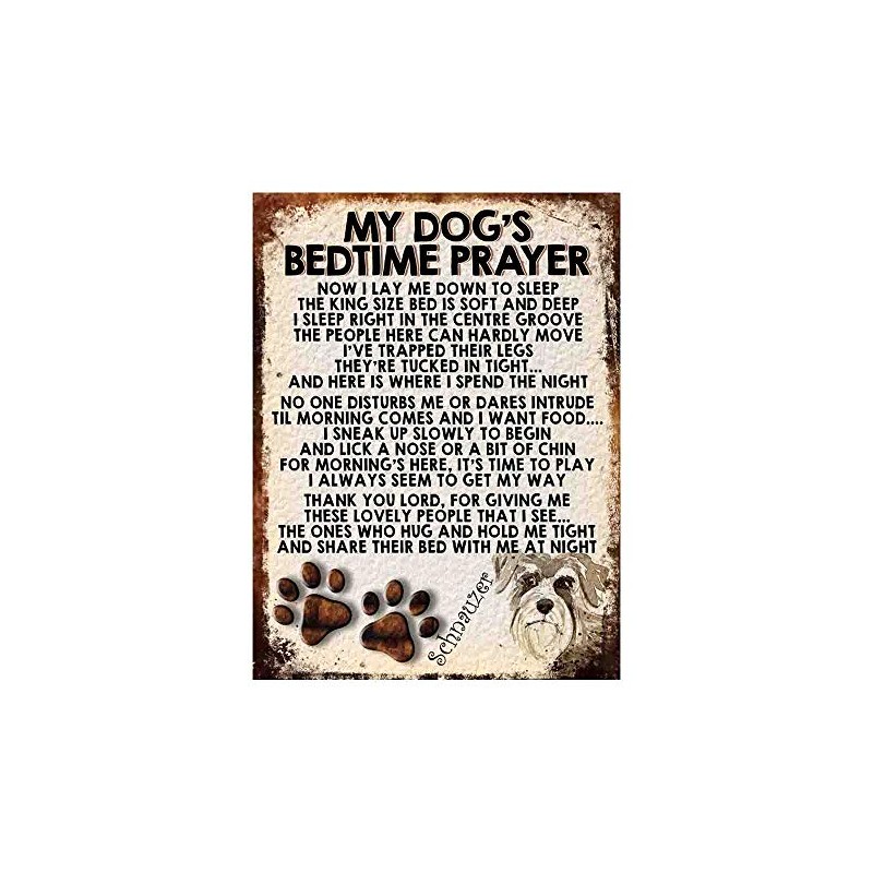 MY DOG'S BEDTIME PRAYER RETRO STYLE METAL TIN SIGN/PLAQUE (SCHNAUZER)