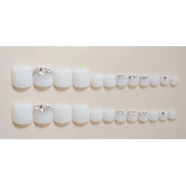 Nail Apparel Uñas Postizas Acrílicas Cortas Y Cuadradas Para Mujer, 24 Unidades (Diamantes De Imitación Blancos Gelatinosos) Diamantes De Imitación Blancos Gelatinosos 0,04 Onzas (Paquete De 24)
