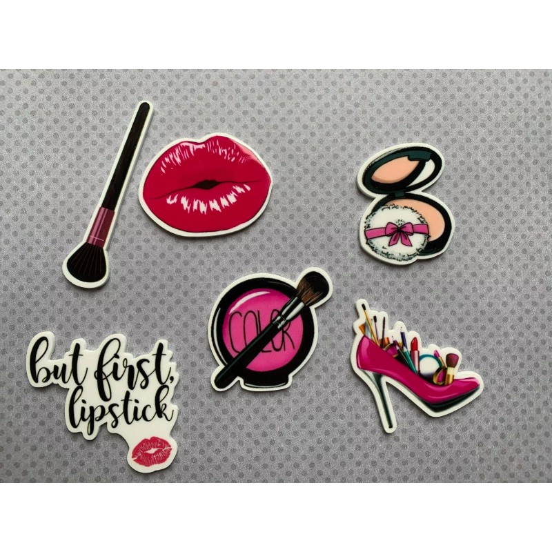 6pc. Comic Makeup Set Resin Planar Flatback, Makeup Cabochon, Bow