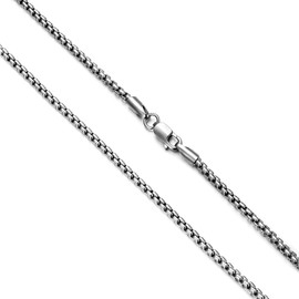925 Sterling Silver Box Chain 2mm for Men and Women - 22 Inch Round Box Rolo Chain
