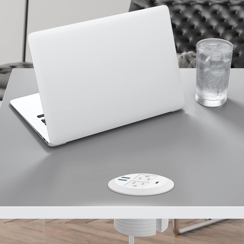 Jgstkcity 2-in-1 Desktop Power Grommet with USB-C Output, 125V, 12A,
