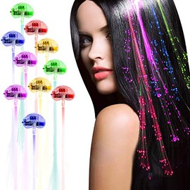 Paquete de 30 luces LED para el pelo, de fibra óptica con luz LED, pasadores para el pelo, pinzas para el pelo, clip de pelo multicolor (30 unidades)