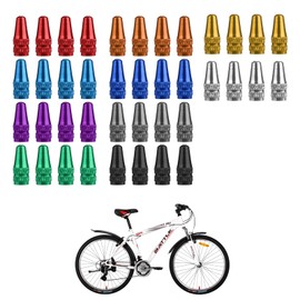 Pack of 40 Bicycle Valve Caps, 10 Colours, French Aluminium Bicycle Valve, Tyre Valve Cap, Universal Mouth Cap