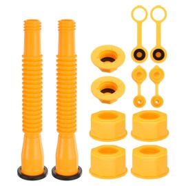 M METERXITY 2-Set Gas Can Spout Replacement, 7.9 Inch Upgraded Anti-Spill Gas Can Nozzle, with Thick Rubber Pad, Spout Cover, Base Caps Fit for Most 1/2/5/10 gal Oil Cans[Orange]