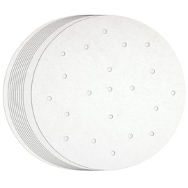 Juvale Round Air Fryer Liners with Holes - 8 Inch Parchment Paper Disposable - Perforated Bamboo Steamer Liner Sheets for Air Frying, Steaming, and Baking (White) - 100 Pack